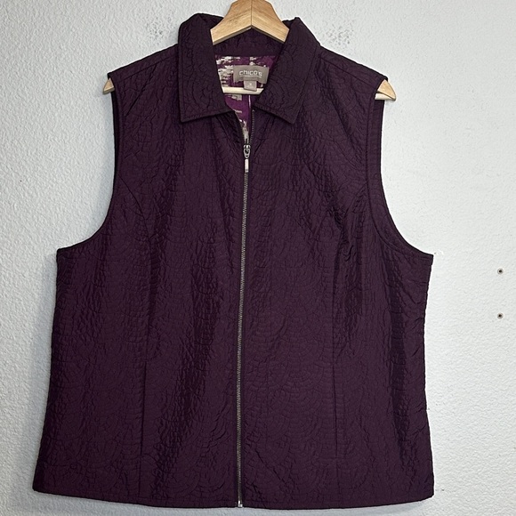 Chico's Jackets & Blazers - Chico’s Purple Lightweight Quilted Full‎ Zip Vest Womens Size 3 XL Pockets